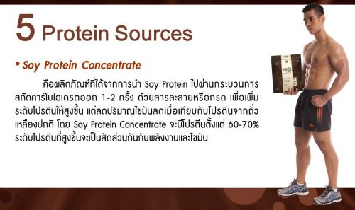 protein sources-soy protein concentrate คือผลิภัณฑ์ที่ได้จากการนำ Soy protein มีระดับโปรตีนสูง